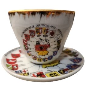Vintage Germany Travel Souvenir Demitasse Cup & Saucer Bundesrepublik